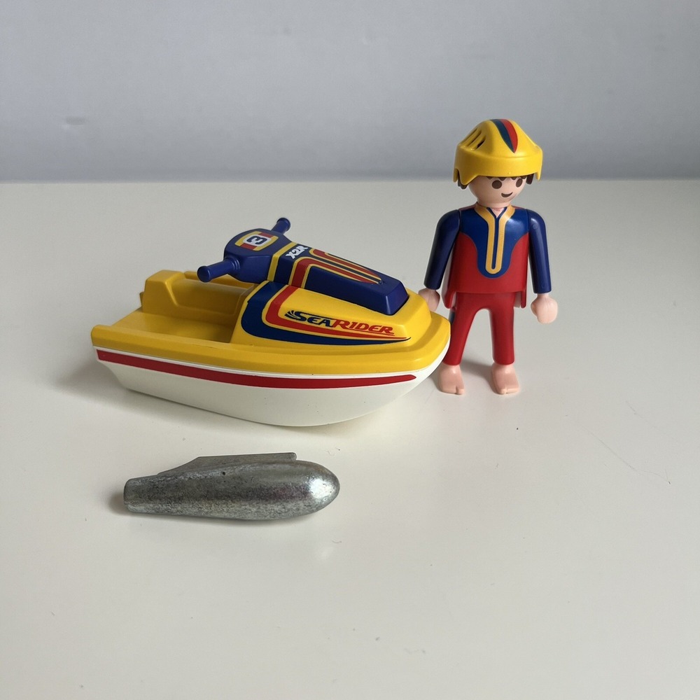 Playmobil 3065 Jet Skier Set COMPLETE 1999‎ Vintage Water Toy —BONUS pirate Toy
